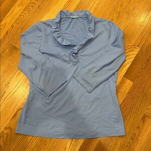 J. McLaughlin Durham Ruffle top Catalina Cloth 3/4 Sleeve Women’s L